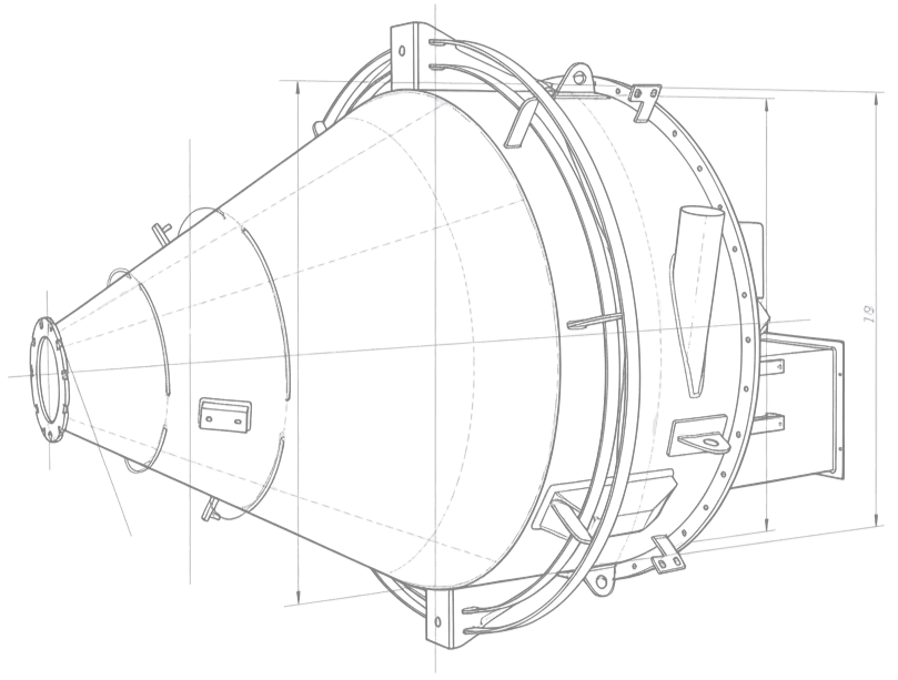 Dessin technique d'une pièce de chaudronnerie industrielle CIV